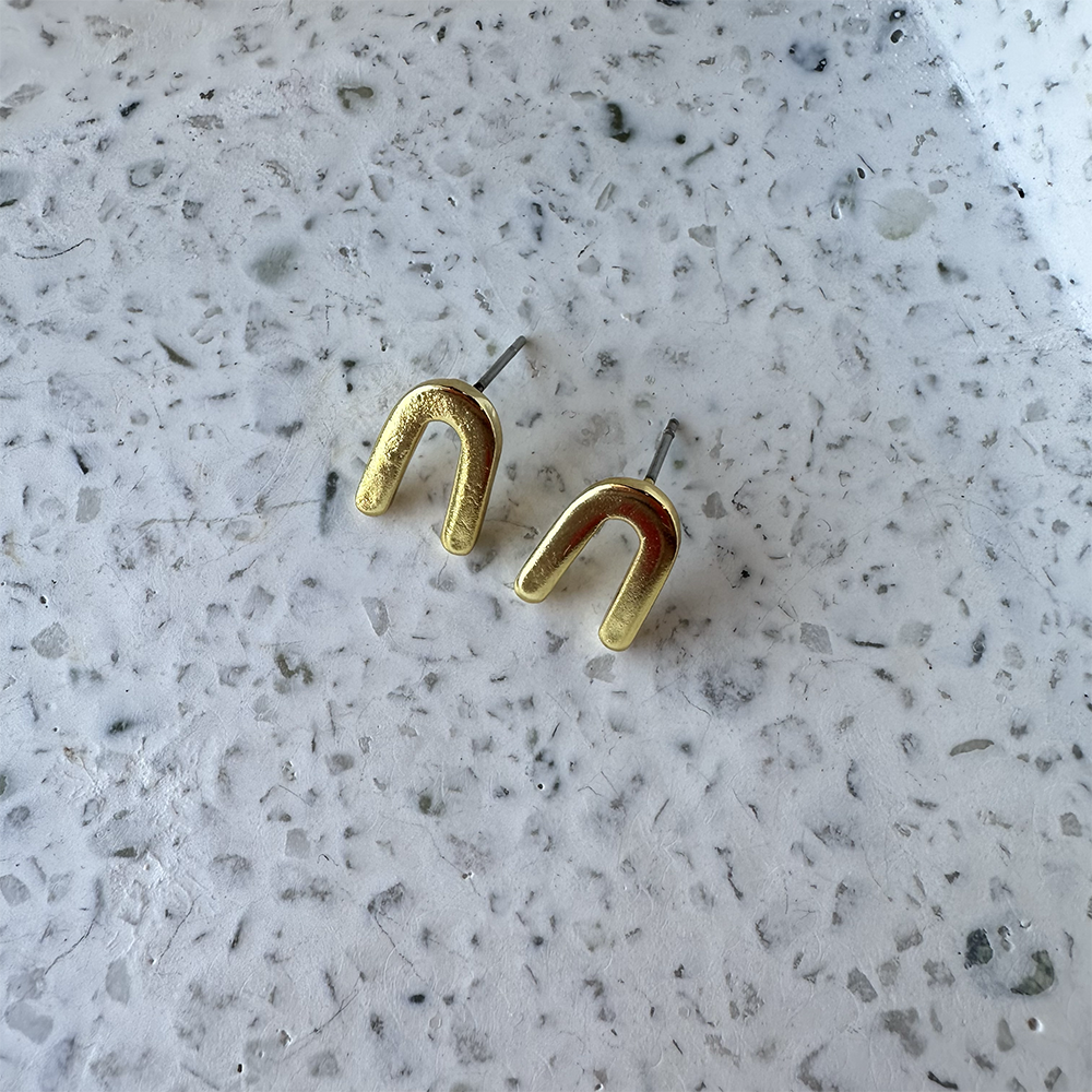 Mini Gold Arch Stud Earrings - Eleven10Leather and Designs