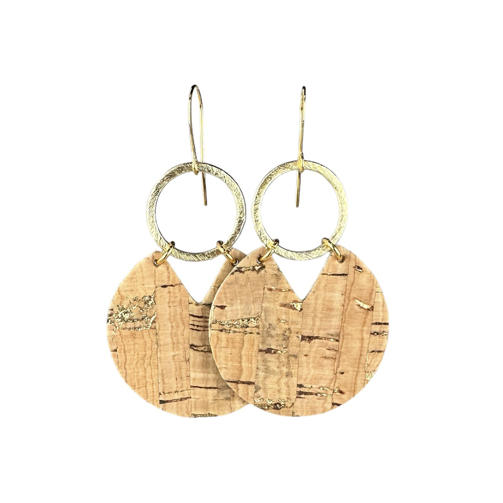 Natural Gold Stella Cork Earrings - Eleven10Leather and Designs