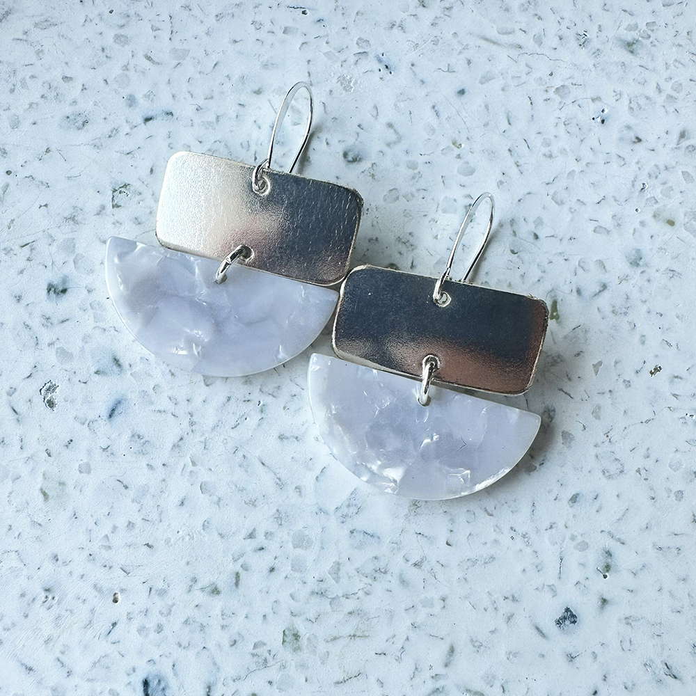 Pearl Mini Harper Leather Earrings - Eleven10Leather and Designs