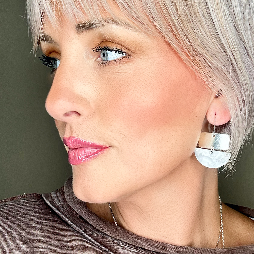 Pearl Mini Harper Leather Earrings - Eleven10Leather and Designs