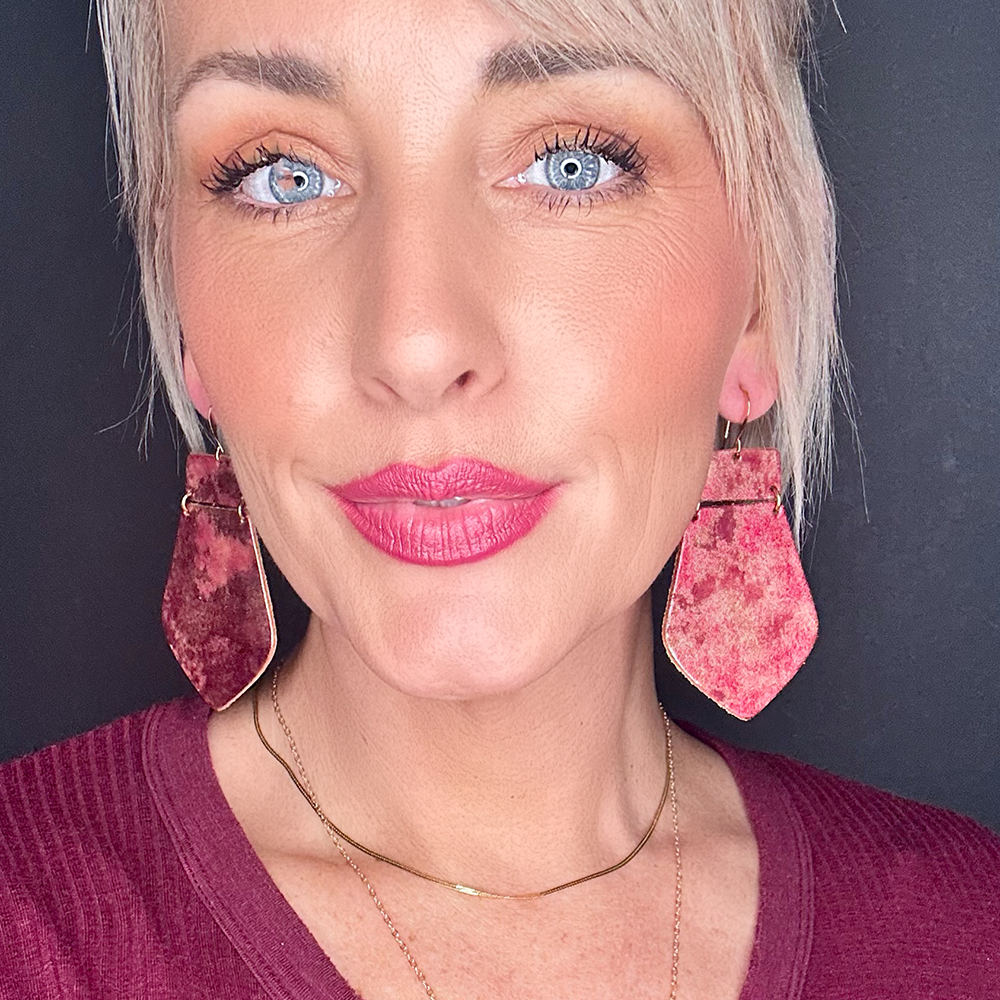 Pink Flame Maxi Leather Earrings - Eleven10Leather and Designs