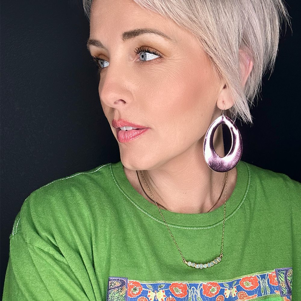 Pink Mylar Fallon Leather Earrings - Eleven10Leather and Designs