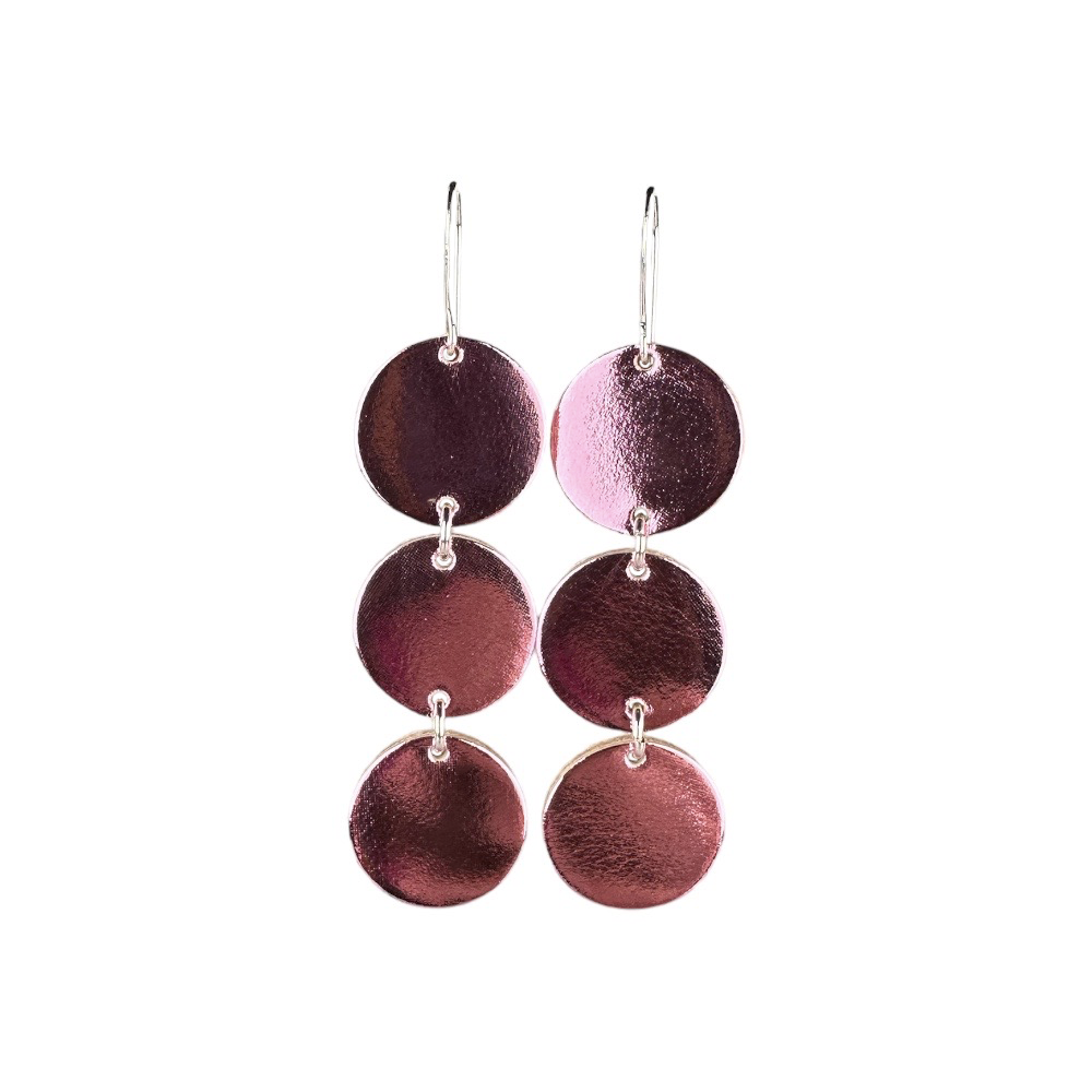 Pink Mylar Mini Nova Leather Earrings - Eleven10Leather and Designs