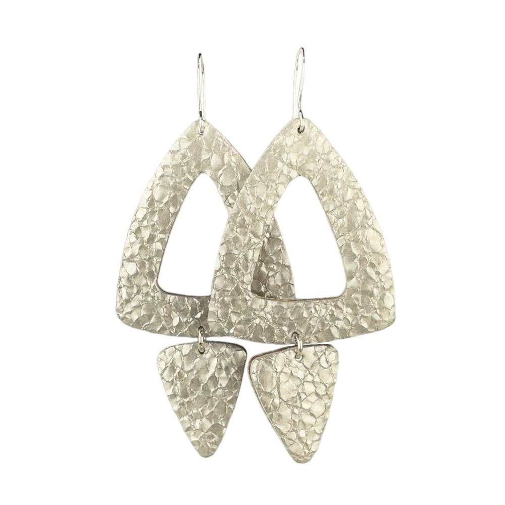 Platinum Crackle Roxanne Leather Earrings - Eleven10Leather and Designs