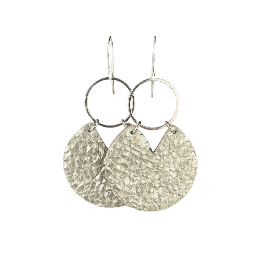 Platinum Crackle Stella Leather Earrings - Eleven10Leather and Designs