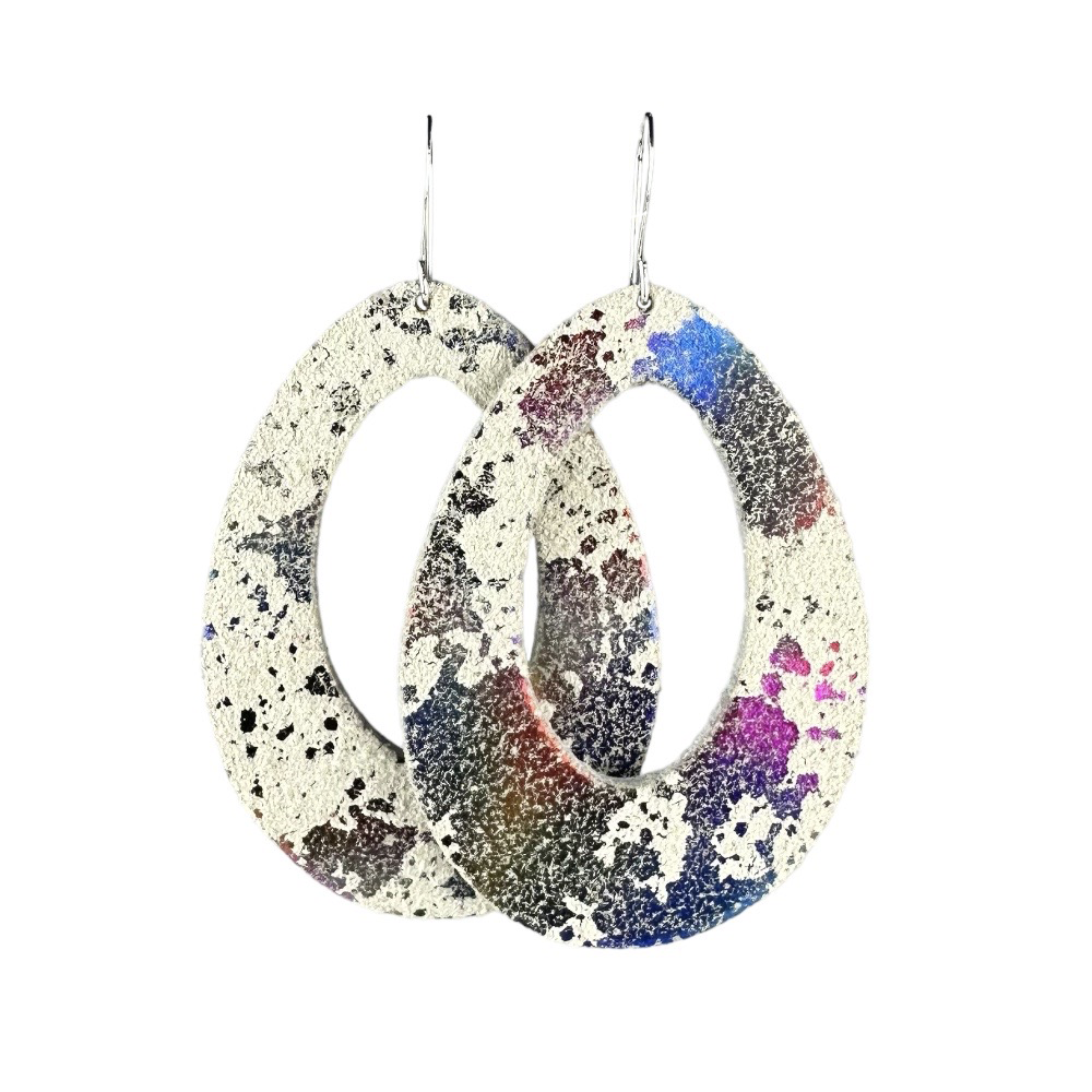 Rainbow Splatter Fallon Leather Earrings - Eleven10Leather and Designs