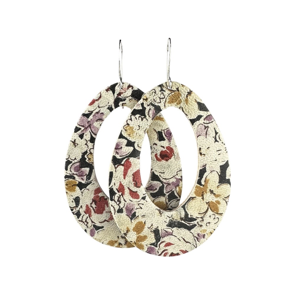 Rosy Floral Fallon Leather Earrings - Eleven10Leather and Designs