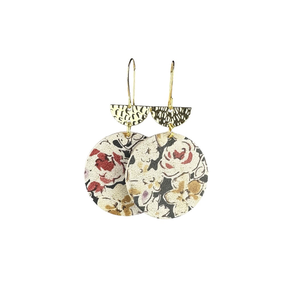 Rosy Floral Mia Leather Earrings - Eleven10Leather and Designs