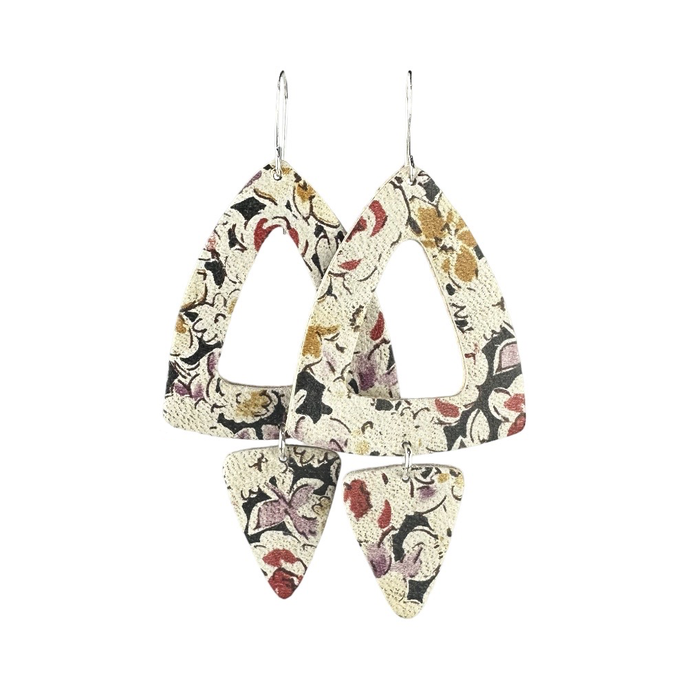 Rosy Floral Roxanne Leather Earrings - Eleven10Leather and Designs