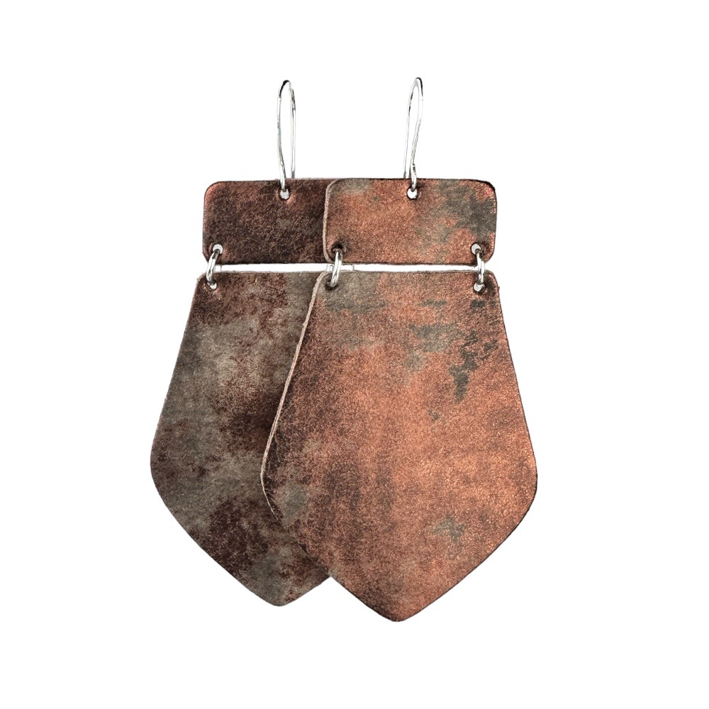 Rustic Bronze Maxi Leather Earrings - Eleven10Leather and Designs