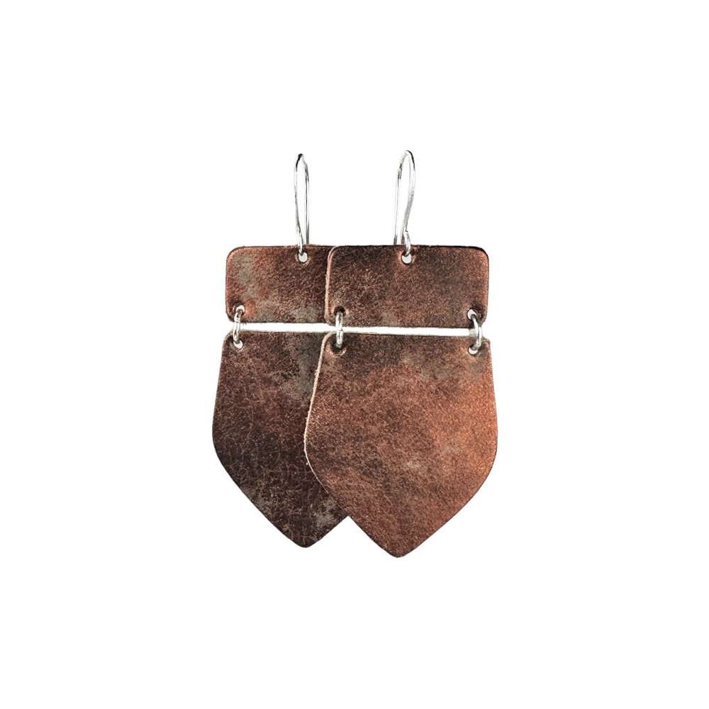 Rustic Bronze Maxi Leather Earrings - Eleven10Leather and Designs