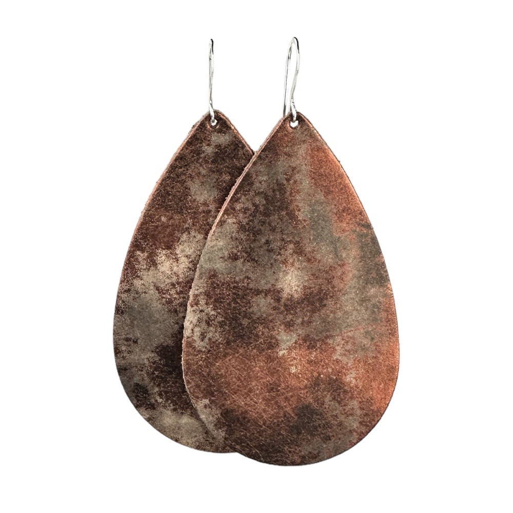 Rustic Bronze Teardrop Leather Earrings - Eleven10Leather and Designs