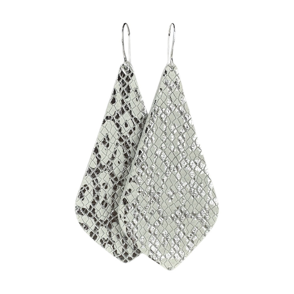 Silver Leopard Pippa Leather Earrings - Eleven10Leather and Designs
