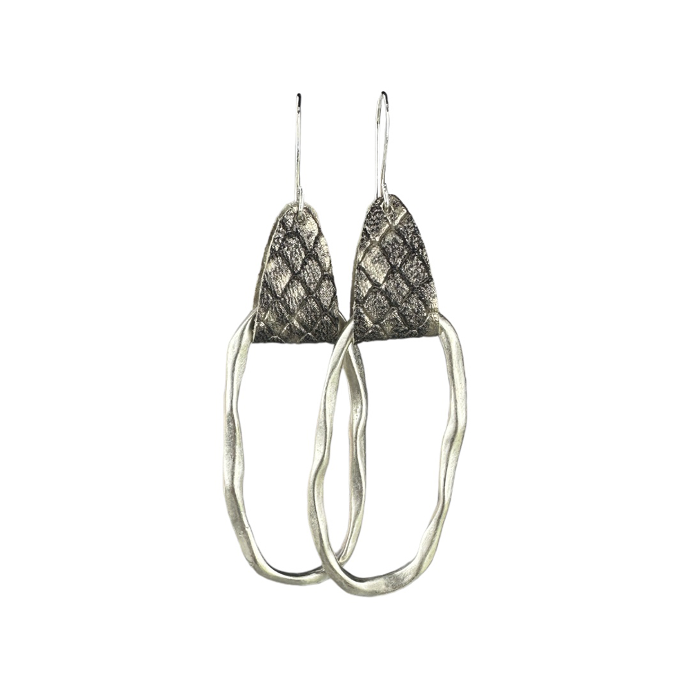 Oblong Silver Hoops - Eleven10Leather and Designs