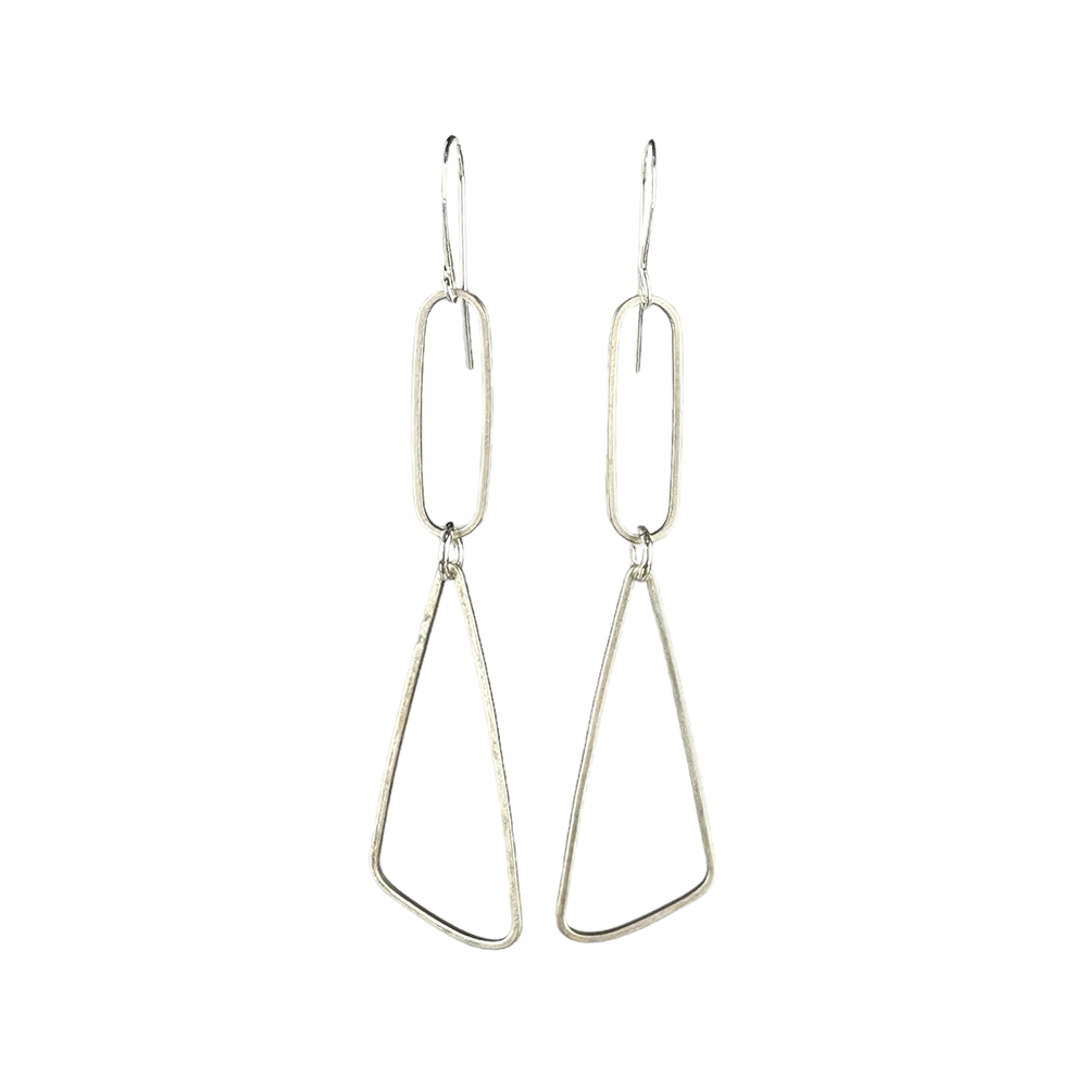 Silver Wedge Drop Earrings - Eleven10Leather and Designs