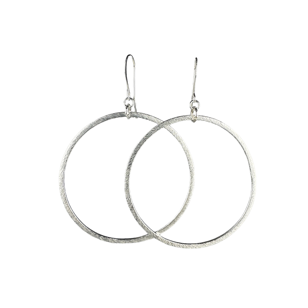 Simple Brushed Silver Hoop Earrings - Eleven10Leather and Designs