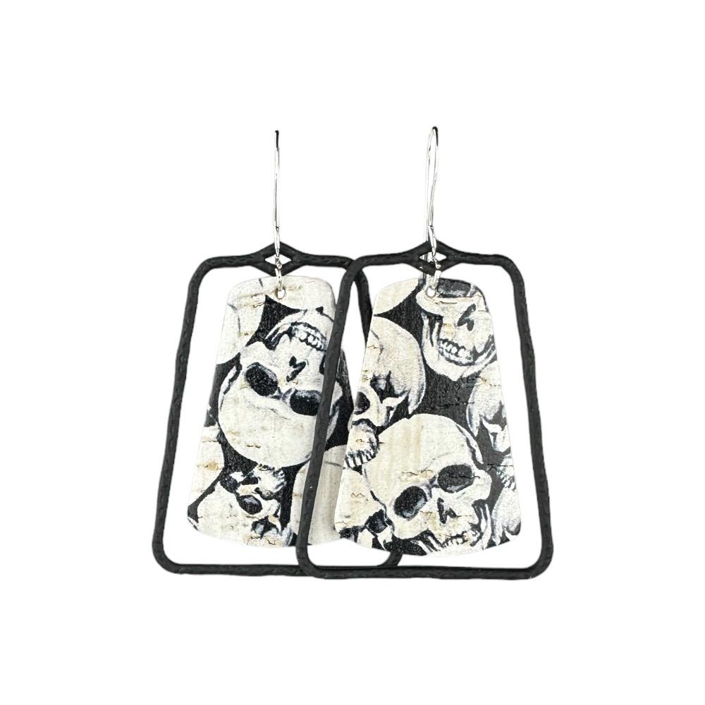 Skulls Forever Belle Cork Earrings - Eleven10Leather and Designs