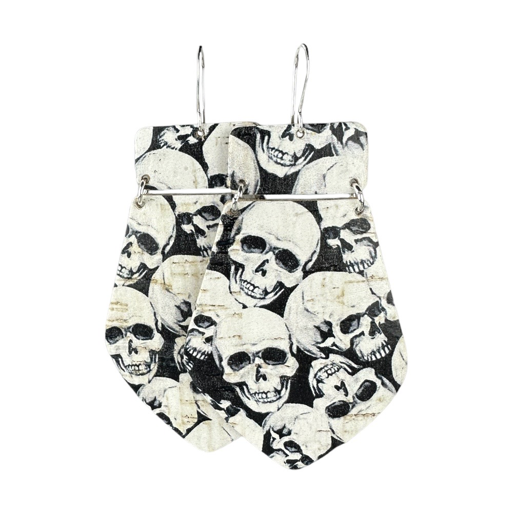Skulls Forever Maxi Cork Earrings - Eleven10Leather and Designs