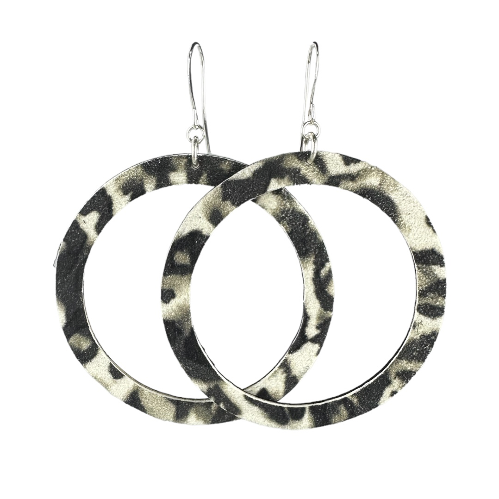 Smoky Leopard Hoop Leather Earrings - Eleven10Leather and Designs