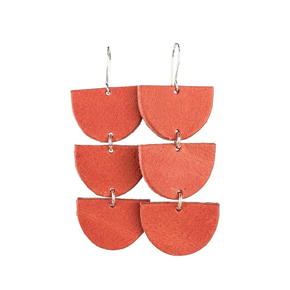 Soft Coral Drip Leather Earrings - Eleven10Leather and Designs