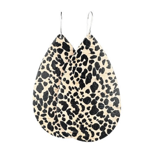 Spotted 2.0 Teardrop Cork Earrings - Eleven10Leather and Designs