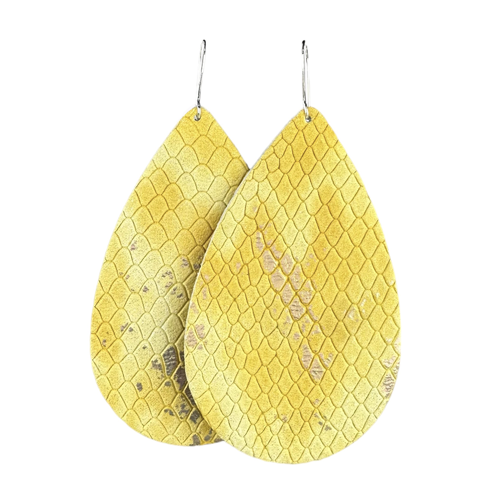 Sunny Snake Teardrop Leather Earrings - Eleven10Leather and Designs