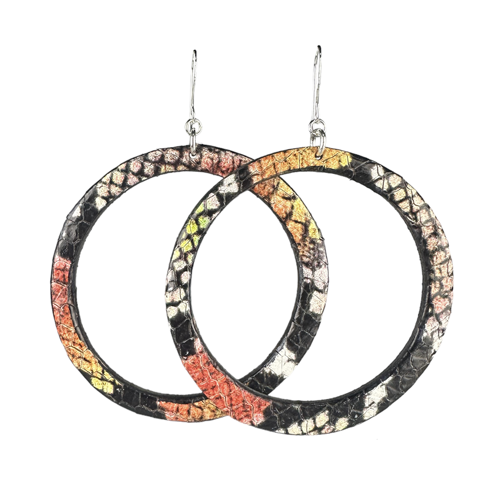 Sunset Serpent Hoop Leather Earrings - Eleven10Leather and Designs