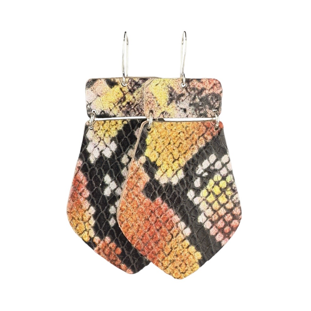 Sunset Serpent Maxi Leather Earrings - Eleven10Leather and Designs