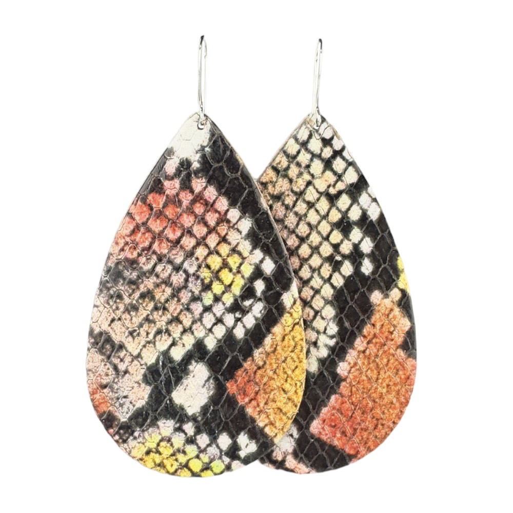 Sunset Serpent Teardrop Leather Earrings - Eleven10Leather and Designs