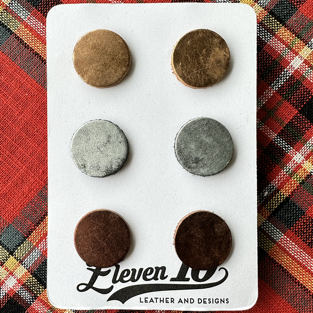 Triple Medal Leather Studs - Eleven10Leather and Designs