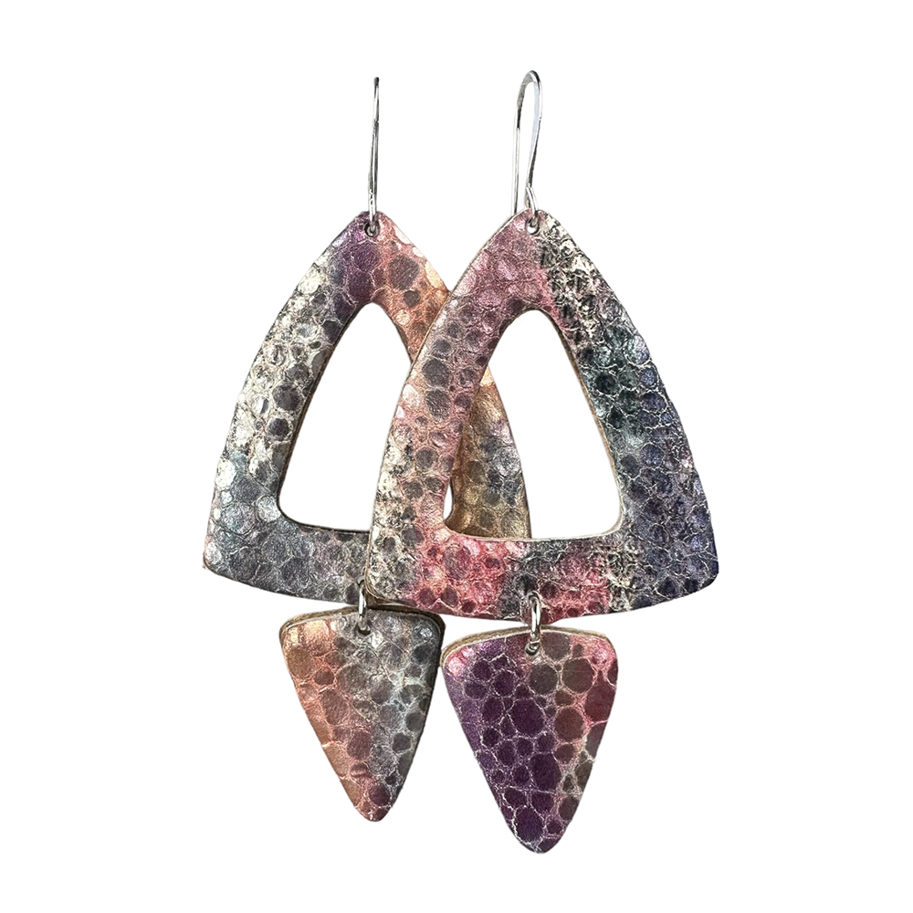 Tropical Stingray Roxanne Leather Earrings - Eleven10Leather and Designs