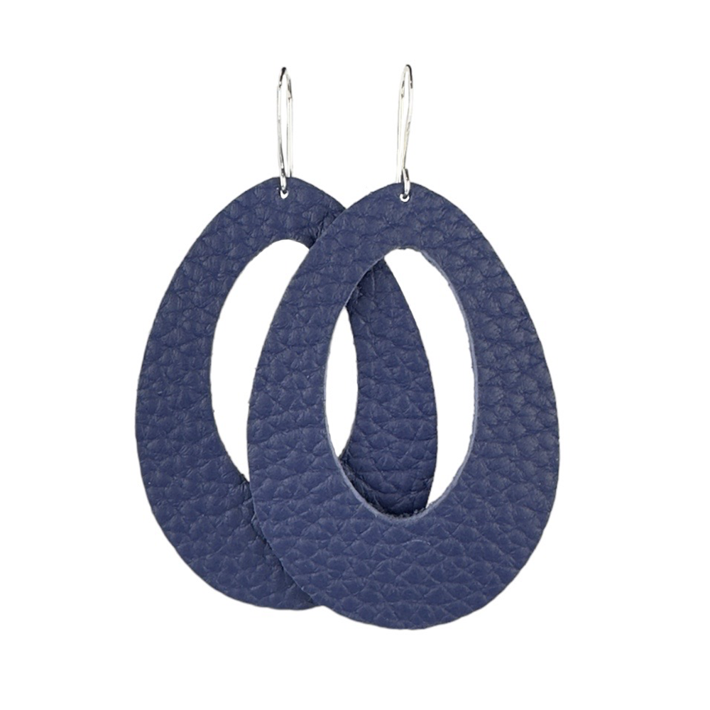 True Navy Fallon Leather Earrings - Eleven10Leather and Designs