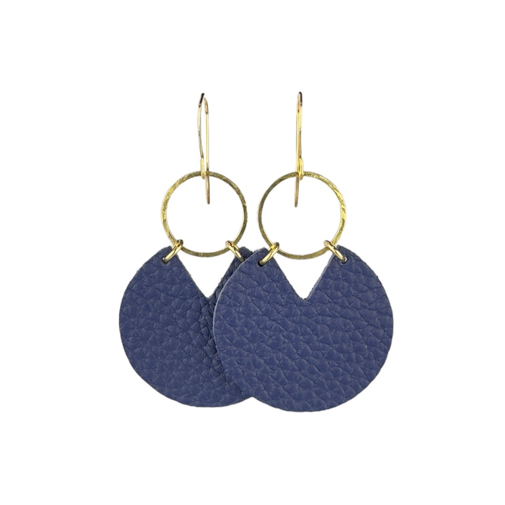 True Navy Stella Leather Earrings - Eleven10Leather and Designs