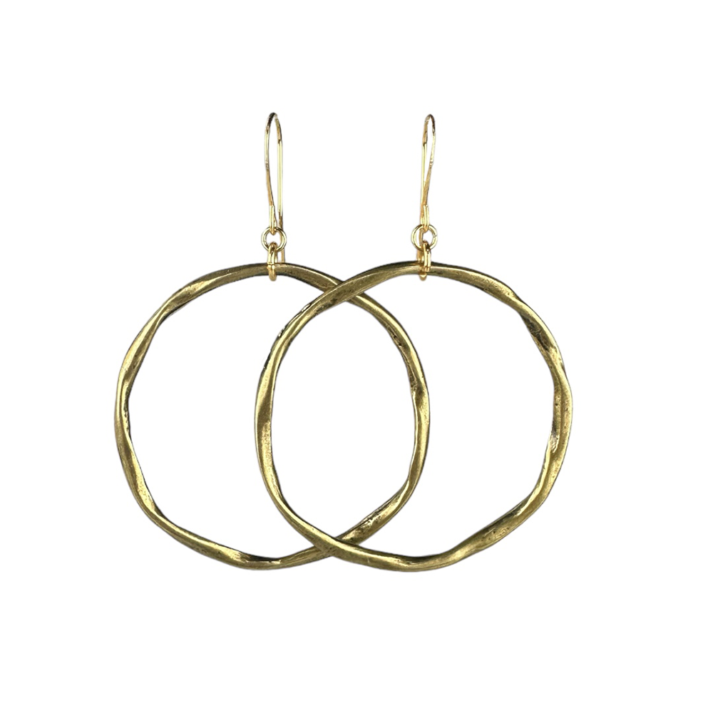 Large Twisted Bronze Hoops - Eleven10Leather and Designs