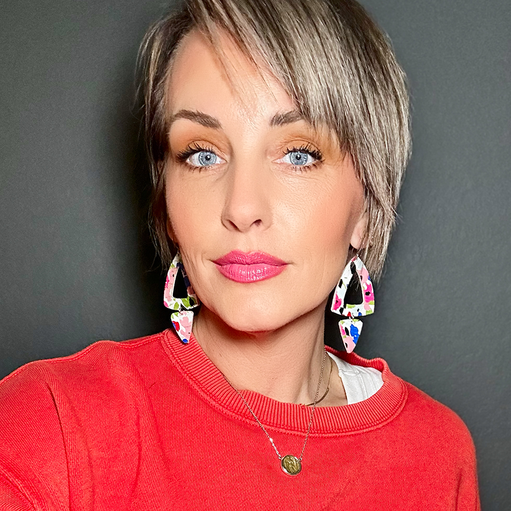 Vibrant Floral Roxanne Cork Earrings - Eleven10Leather and Designs