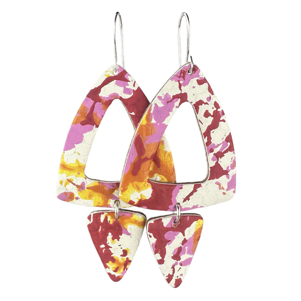 Vivid Splatter Roxanne Leather Earrings - Eleven10Leather and Designs