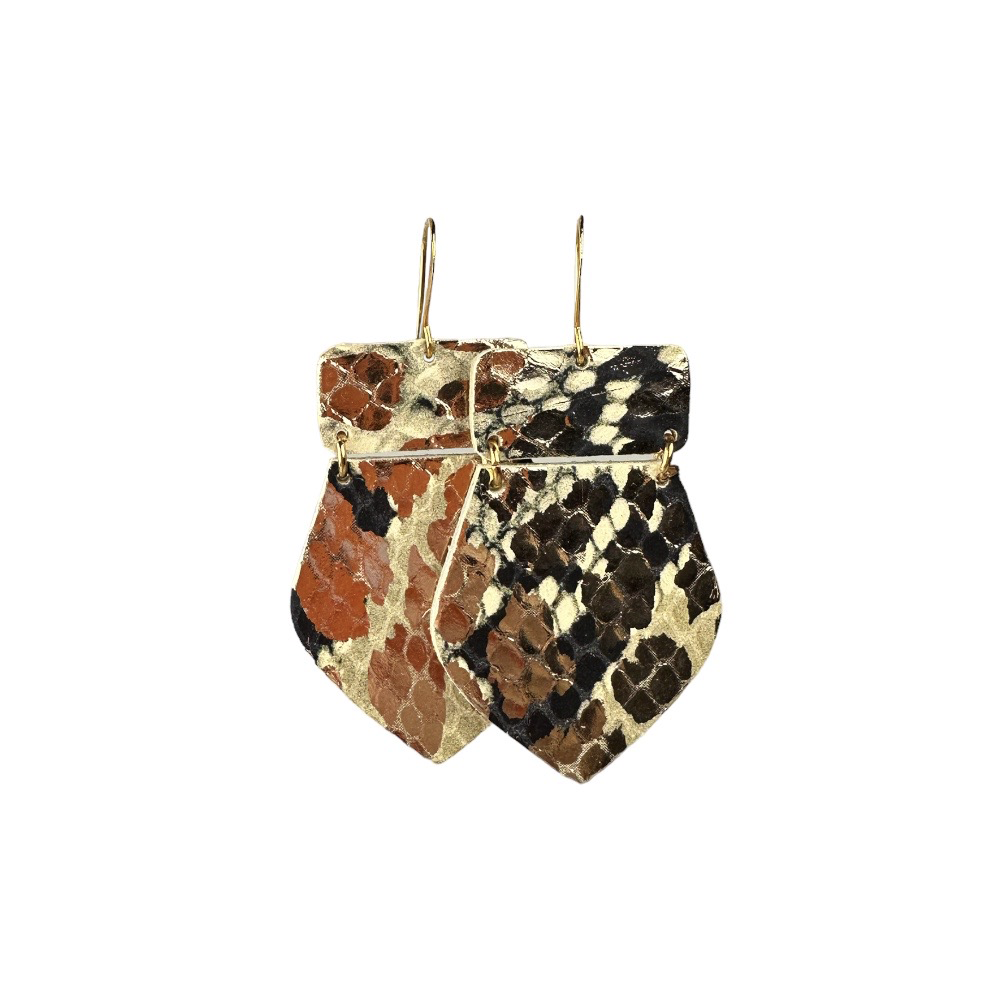 Wild Gold Maxi Leather Earrings - Eleven10Leather and Designs