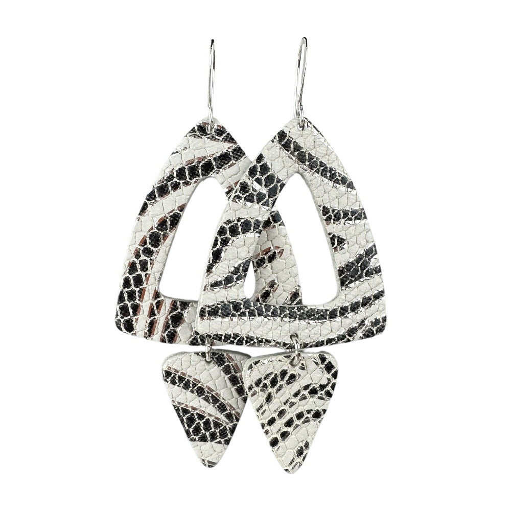 Zebra Roxanne Leather Earrings - Eleven10Leather and Designs