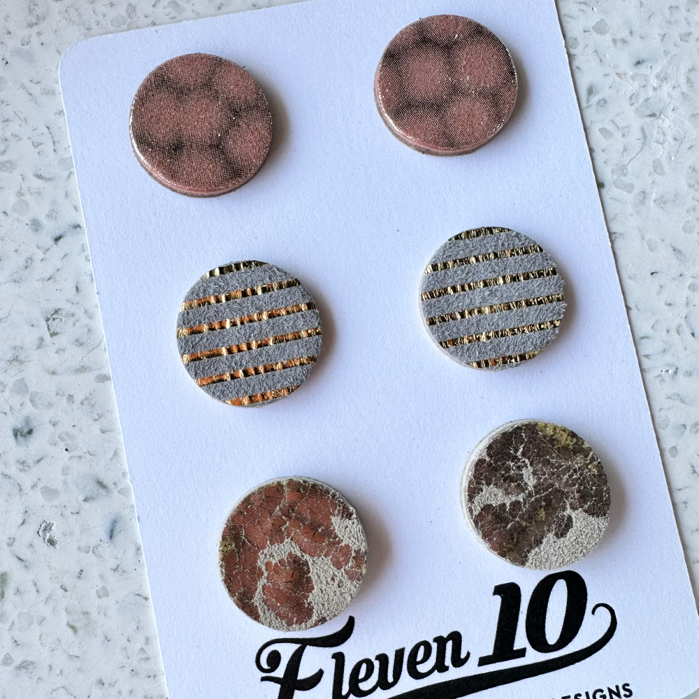 Adobe Shimmer Leather Stud Earrings - Eleven10Leather and Designs