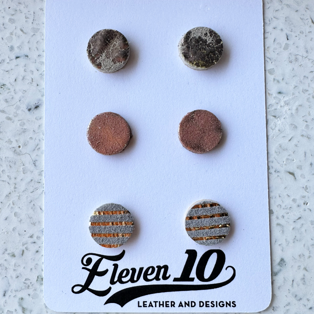 Adobe Shimmer Leather Stud Earrings - Eleven10Leather and Designs