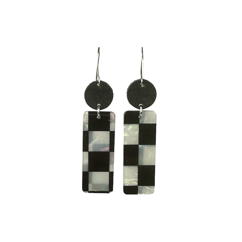 Check Mate Cally Leather Earrings - Eleven10Leather and Designs