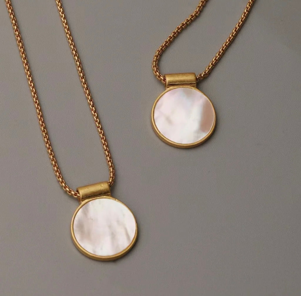 Mother of Pearl Disc Necklace - Eleven10Leather and Designs