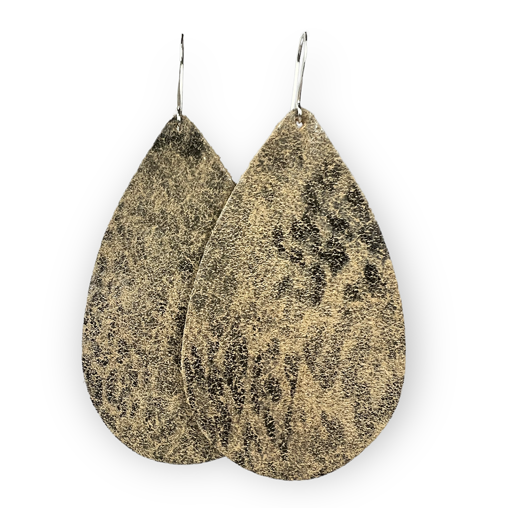 Muted Leopard Teardrop Leather Earrings - Eleven10Leather and Designs
