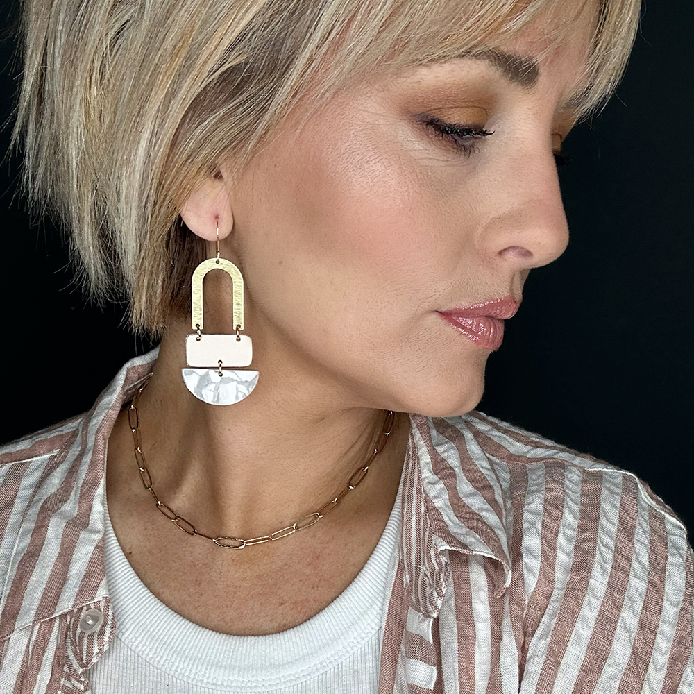 Pearl Harper Leather Earrings - Eleven10Leather and Designs